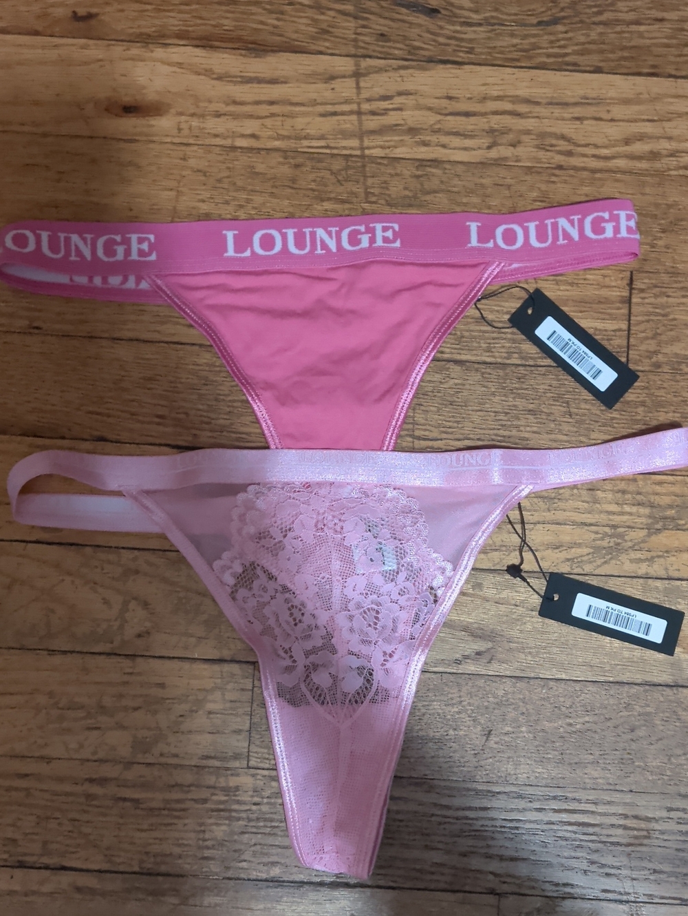 Lounge Pink Lace & Cotton Thong Set - Women's Intimates